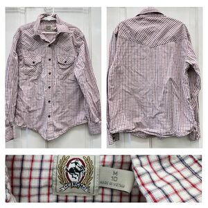 Cinch Western wear pearl snap button down‎ long sleeve shirt youth boys 10
